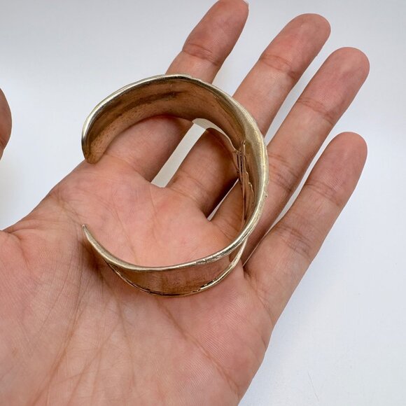 VTG Sterling Silver 925 Silpada Raised Rolled Edge Wide Cuff Bracelet Size L - Picture 8 of 11